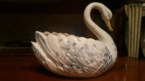 A Large Porcelain Swan, Possibly Portuguese Casa Pupo