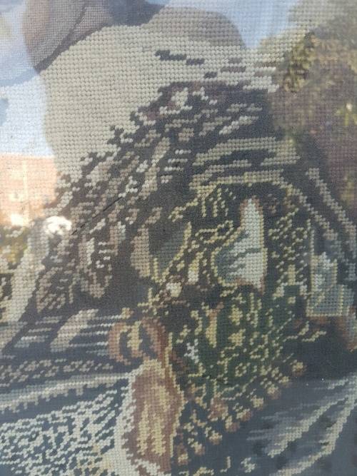 RESERVED FOR DANE Vintage Framed Tapestry" Cavalier" With Fine Petit Point Detail