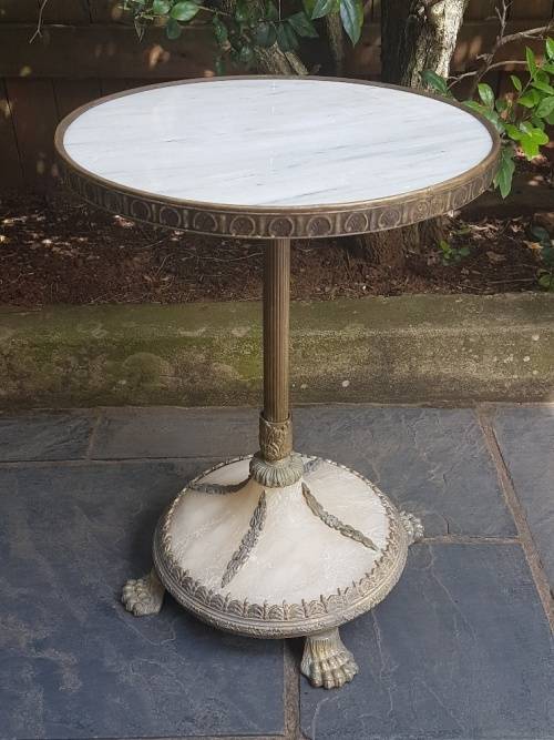 Outstanding Brass and Onyx and Marble Top Side Table!
