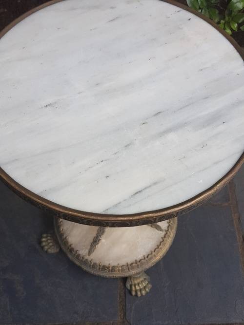 Outstanding Brass and Onyx and Marble Top Side Table!