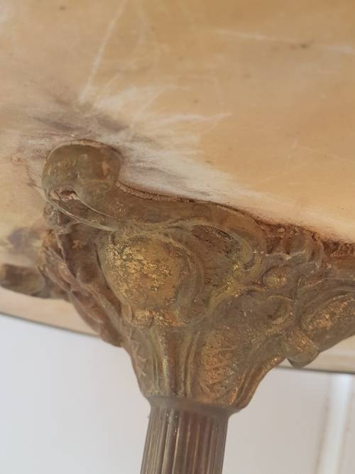 Outstanding Brass and Onyx and Marble Top Side Table!