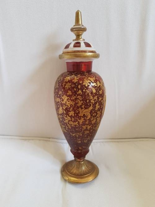 Reserved A Magnificient Bohemian Cranberry Glass Portrait Urn