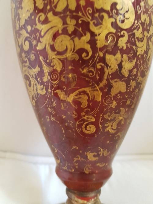 Reserved A Magnificient Bohemian Cranberry Glass Portrait Urn