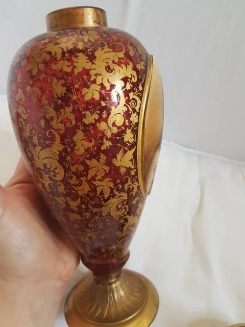 Reserved A Magnificient Bohemian Cranberry Glass Portrait Urn