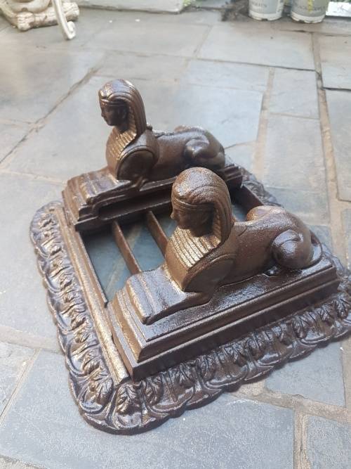 Outstanding Cast Iron Boot Scraper With Flanking Sphinxes