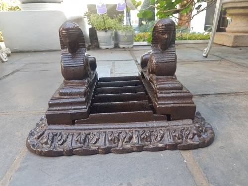 Outstanding Cast Iron Boot Scraper With Flanking Sphinxes