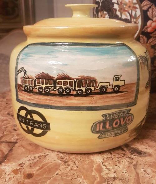 Large Unitrans/Illovo Sugar Memorabilia Cookie Jar Denza Malawi Pottery