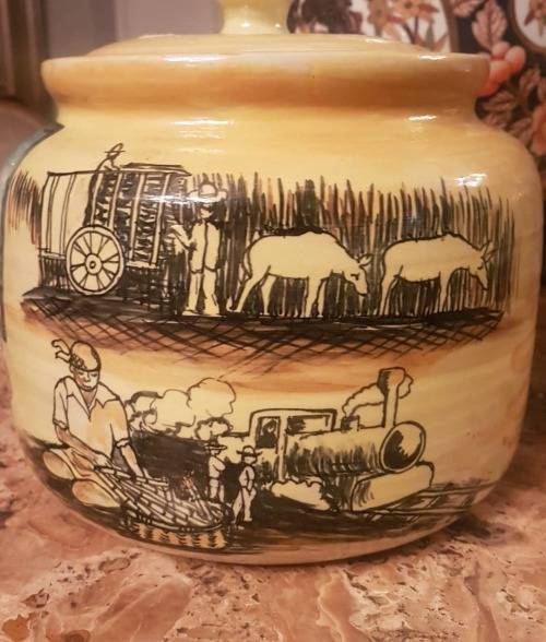 Large Unitrans/Illovo Sugar Memorabilia Cookie Jar Denza Malawi Pottery