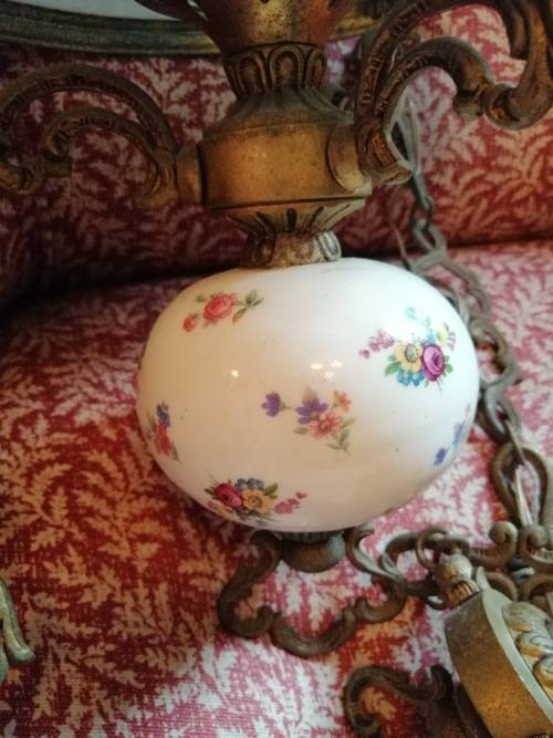 For Eurica Only Vintage Brass and Glass Ceiling Light, Lovely detail