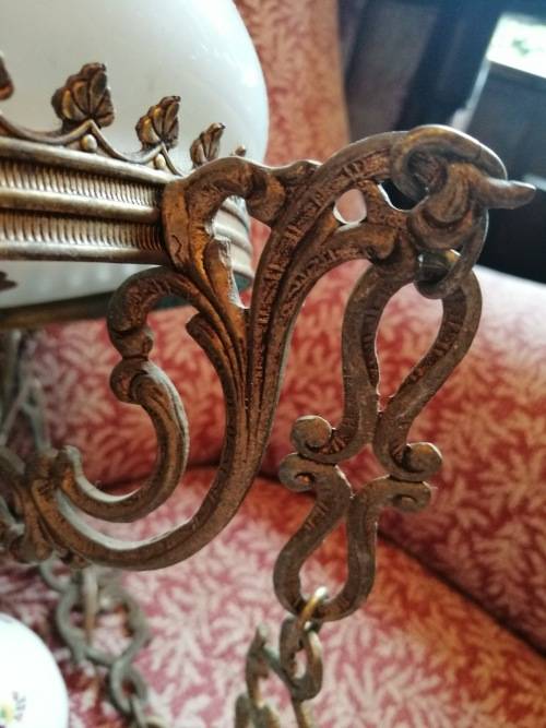 For Eurica Only Vintage Brass and Glass Ceiling Light, Lovely detail