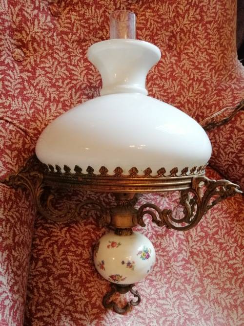 For Eurica Only Vintage Brass and Glass Ceiling Light, Lovely detail