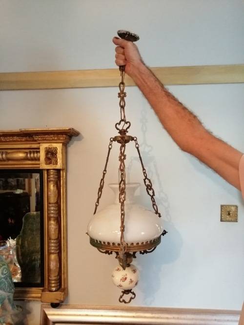 For Eurica Only Vintage Brass and Glass Ceiling Light, Lovely detail