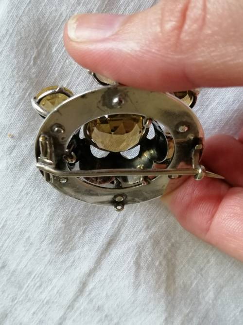 Outstanding Celtic Silver and Citrine Brooch/ Pendant
