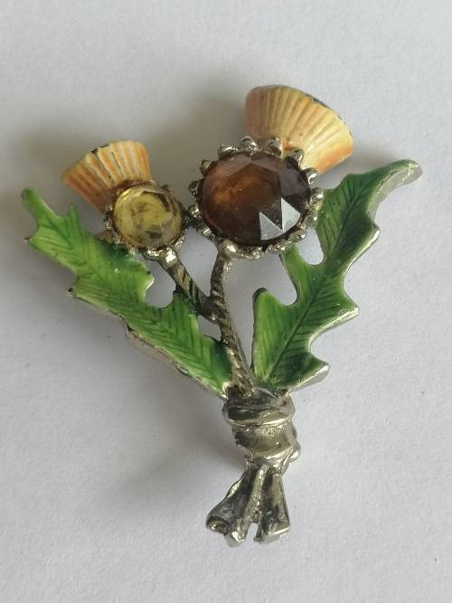 Hollywood Thistle Brooch with Rhinestones