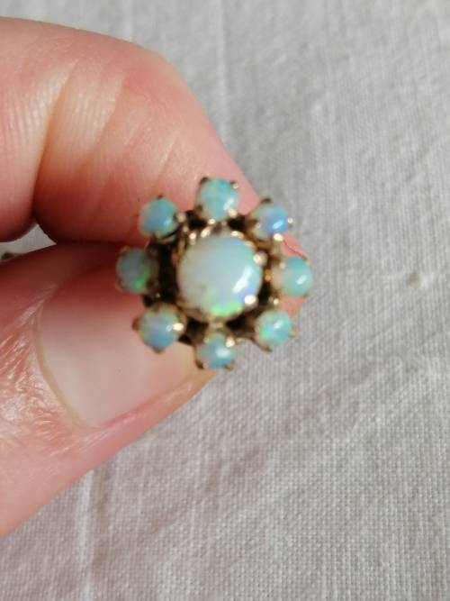 9ct Gold and Opal Earrings With Flower Head Design