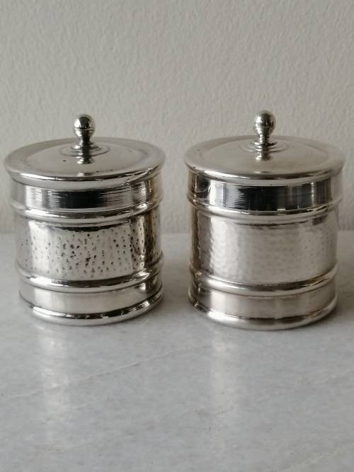 2 Louis Plate Silver Plated Lidded Jars