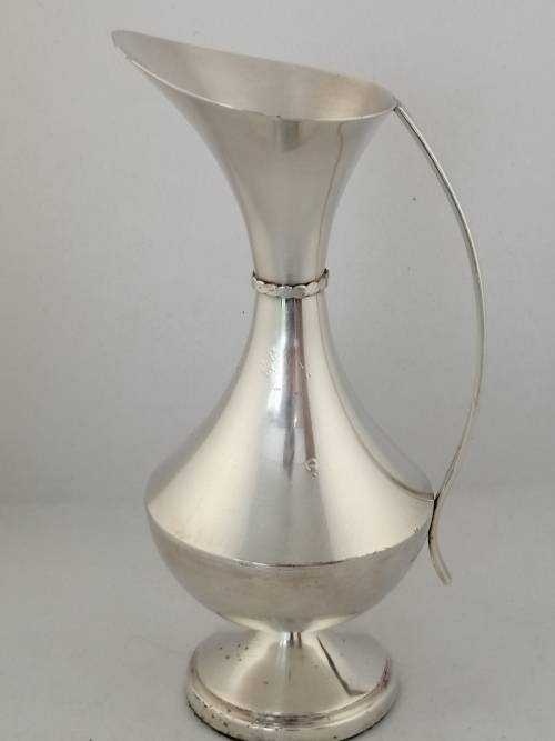 A Silver Plated Pitcher/Vase with Detailed Collar
