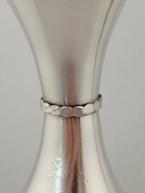 A Silver Plated Pitcher/Vase with Detailed Collar