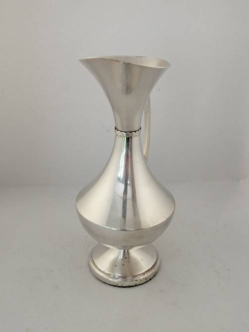 A Silver Plated Pitcher/Vase with Detailed Collar