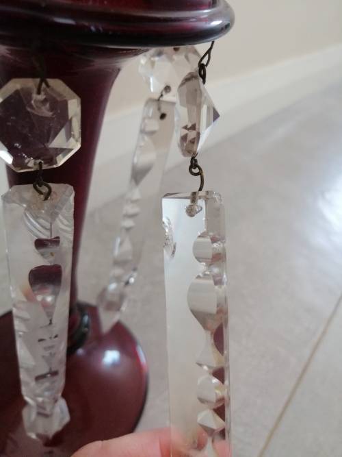 Red and Gilt Bohemian Czech Glass Mantle Luster