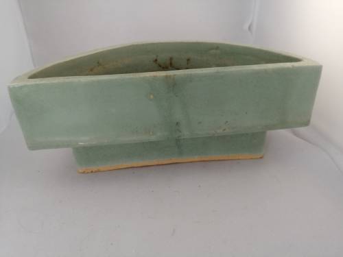 Vintage Mint Green Semi Circular Shaped Vase