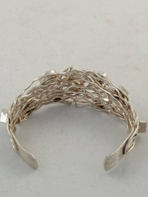 Silver Wire Work and Gem Stone Cuff Bracelet