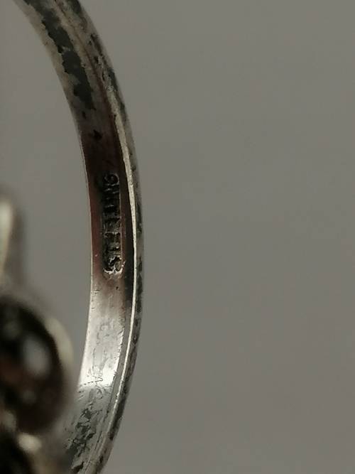 Art Deco Sterling Silver, Marcasite & Blue Glass Ring