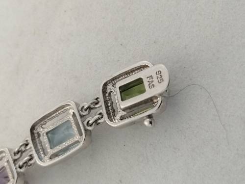 Gorgeous Multi Semi Percious Stone and Silver Bracelet