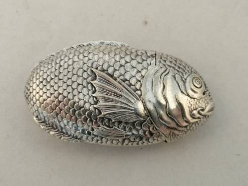 An Outstanding Silver Plated Fish Vesta Case