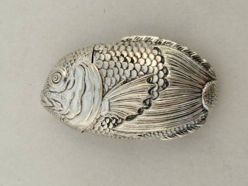 An Outstanding Silver Plated Fish Vesta Case