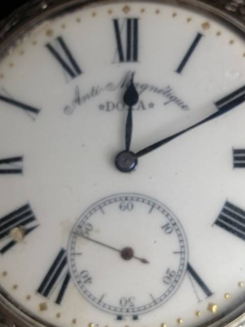 MASSIVE ANTIQUE DOXA ANTI MAGNETIQUE POCKET WATCH 1905