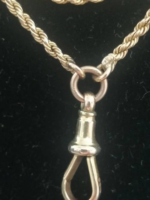 SIMPLY STUNNING ANTIQUE 9CT YELLOW GOLD DOUBLE ROPE DESIGN FOB CHAIN.