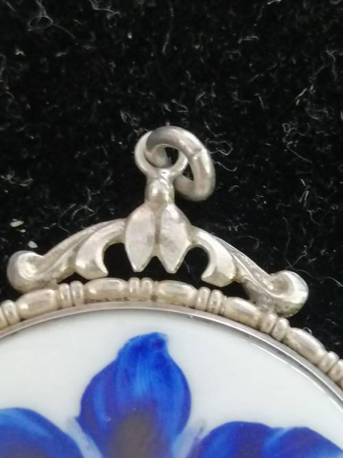 VINTAGE ROSENTHAL SILVER AND PORCELAIN BROOCH