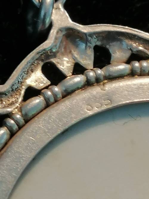 VINTAGE ROSENTHAL SILVER AND PORCELAIN BROOCH