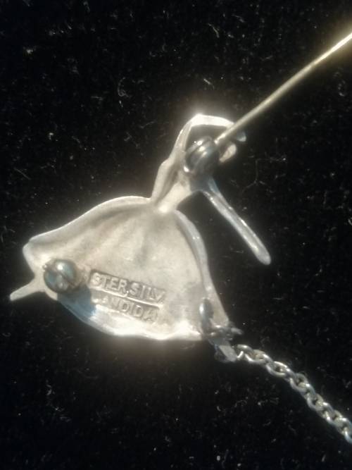 Beautiful Sterling Silver Candida pendant and matching double brooch depicting dancers