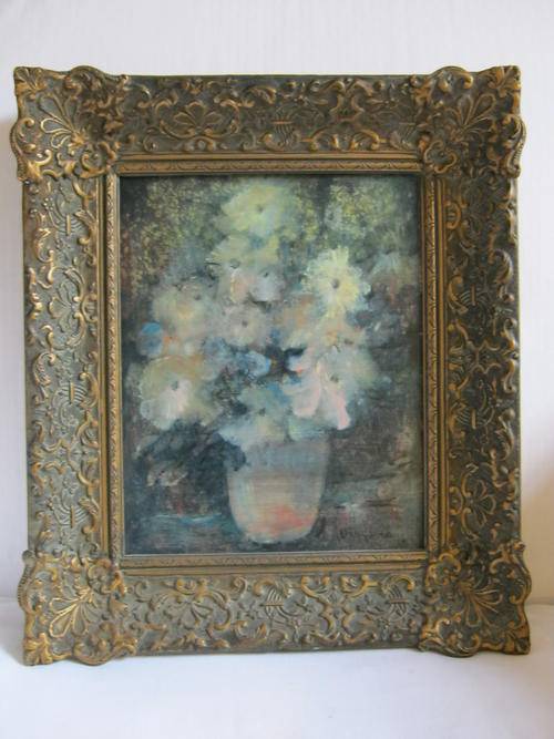 Dinegemans, Johannes Wilhelmus(Jan)1921-2001 Still life of flowers in a cream vase