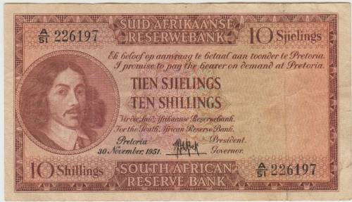 M.H DE KOCK 10 SHILLINGS FINE USED