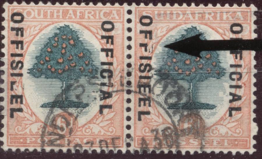1930 CC 16a 6d Official Pair showing `Broken E & F` CV R 2000 (Used)