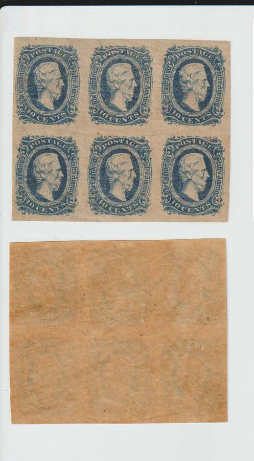USA 1863 Confederate states - Jeferson Davis imperf block High Value (See scans)
