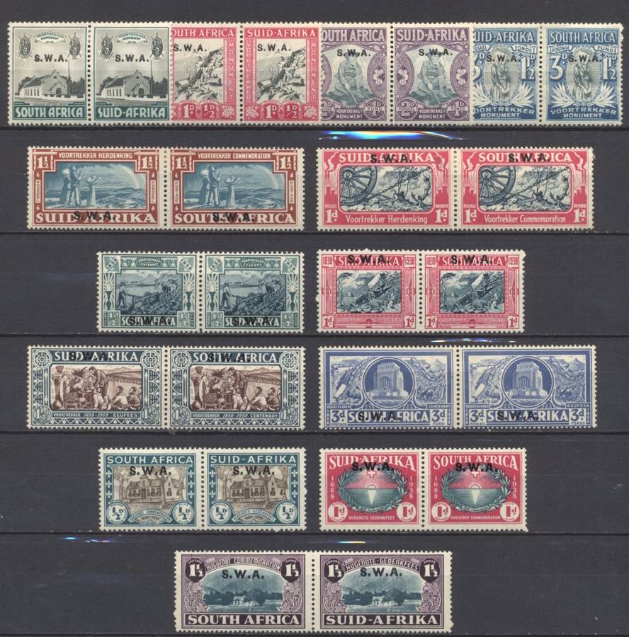 1935/9 SWA Voortrekker & Huguenot MLH sets - CV for MNH R 6600