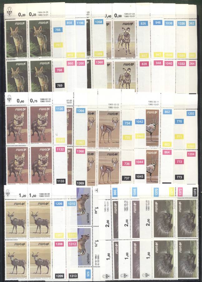 S.W.A. Animals Definitives Collection - Control blocks, strips, booklets, full sheets etc see 5 scan