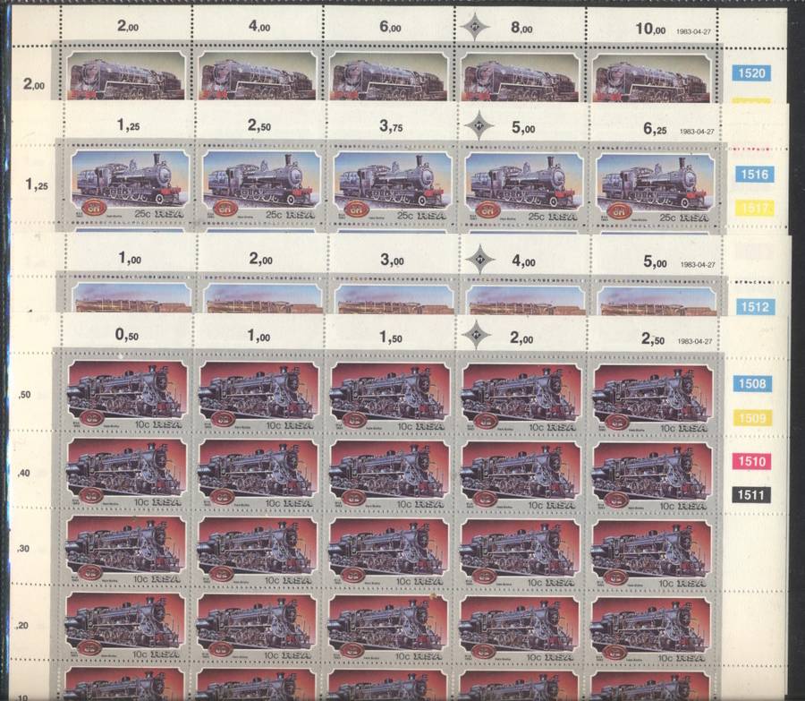 RSA 1983 Locomotives Full sheets set of 4 - Superb