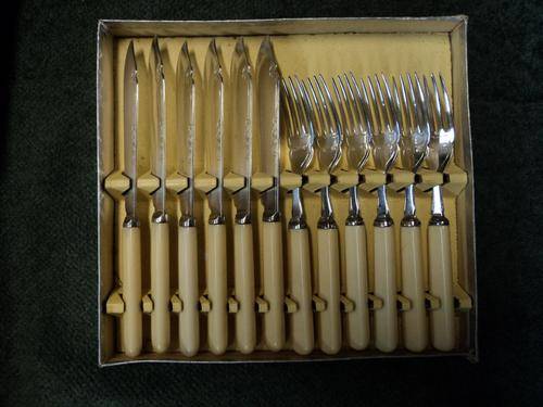 Silver Plated Fish Set with bone handles.