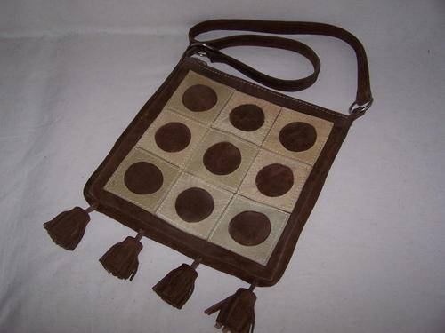 Vintage Suede Leather & Leather Bag with Tassels, 1970s