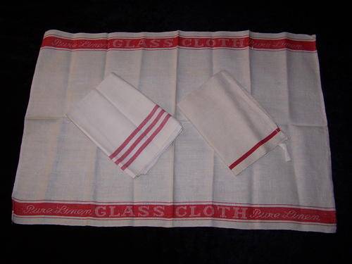 Three Vintage Linen Tea Towels