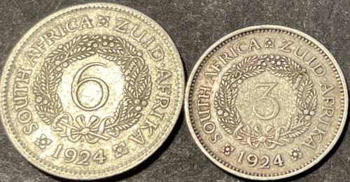 1924 6 pence and 3 pence coins - Excellent condition *scarce*