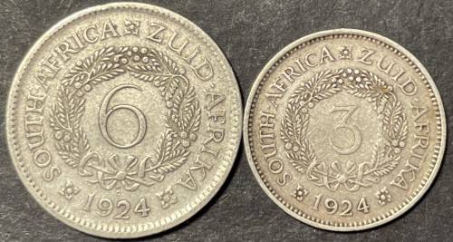1924 6 pence and 3 pence coins - Excellent condition *scarce*
