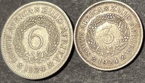 1924 6 pence and 3 pence coins - Excellent condition *scarce*