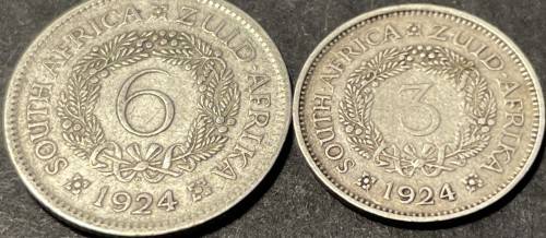 1924 6 pence and 3 pence coins - Excellent condition *scarce*