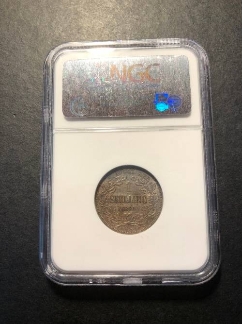 Very nice 1892 ZAR 1 shilling silver coin graded AU50 by NGC - Looks Undergraded